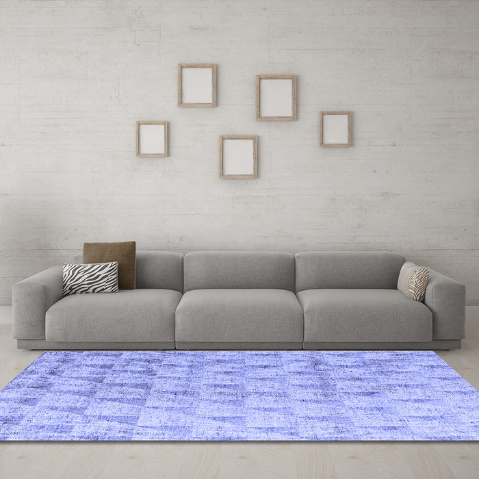 Machine Washable Solid Blue Modern Rug in a Living Room, wshabs5066blu