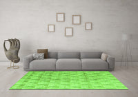 Machine Washable Solid Green Modern Rug, wshabs5066grn