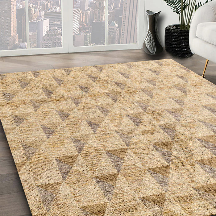 Abstract Yellow Solid Rug in Family Room, abs5066