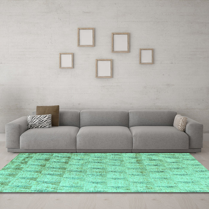 Machine Washable Solid Turquoise Modern Area Rugs in a Living Room,, wshabs5066turq