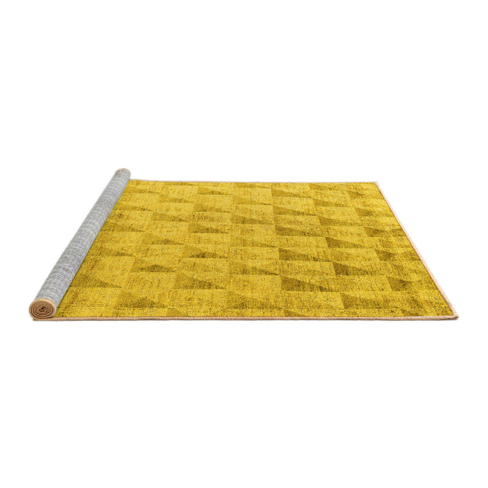 Sideview of Machine Washable Solid Yellow Modern Rug, wshabs5066yw