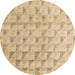 Round Abstract Yellow Solid Rug, abs5066