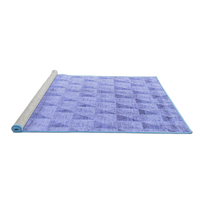 Sideview of Machine Washable Solid Blue Modern Rug, wshabs5066blu