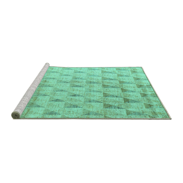 Sideview of Machine Washable Solid Turquoise Modern Area Rugs, wshabs5066turq