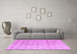 Machine Washable Solid Purple Modern Area Rugs in a Living Room, wshabs5066pur
