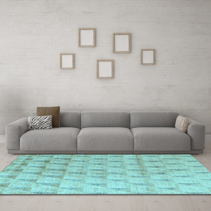 Machine Washable Solid Light Blue Modern Rug in a Living Room, wshabs5066lblu