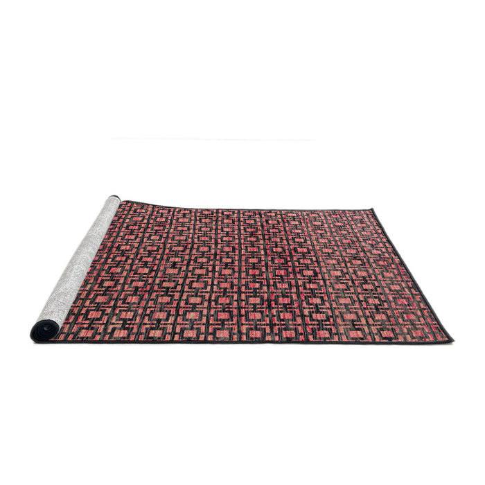 Sideview of Machine Washable Abstract Vermilion Red Rug, wshabs5067