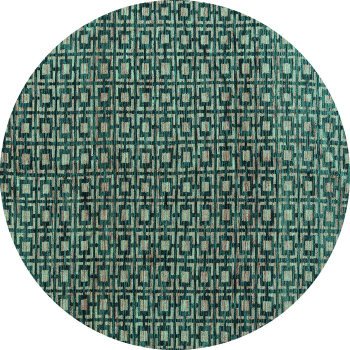 Round Abstract Turquoise Modern Rug, abs5067turq
