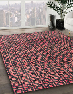 Abstract Red Modern Rug in Family Room, abs5067
