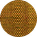 Round Machine Washable Abstract Yellow Modern Rug, wshabs5067yw