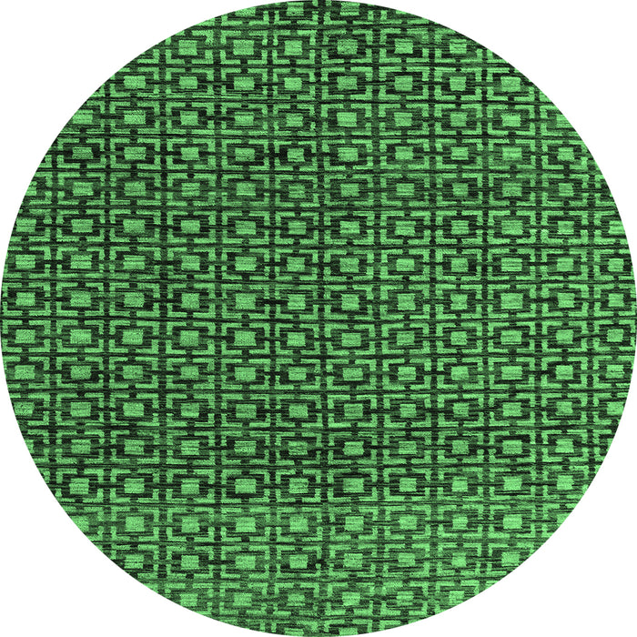 Round Abstract Emerald Green Modern Rug, abs5067emgrn