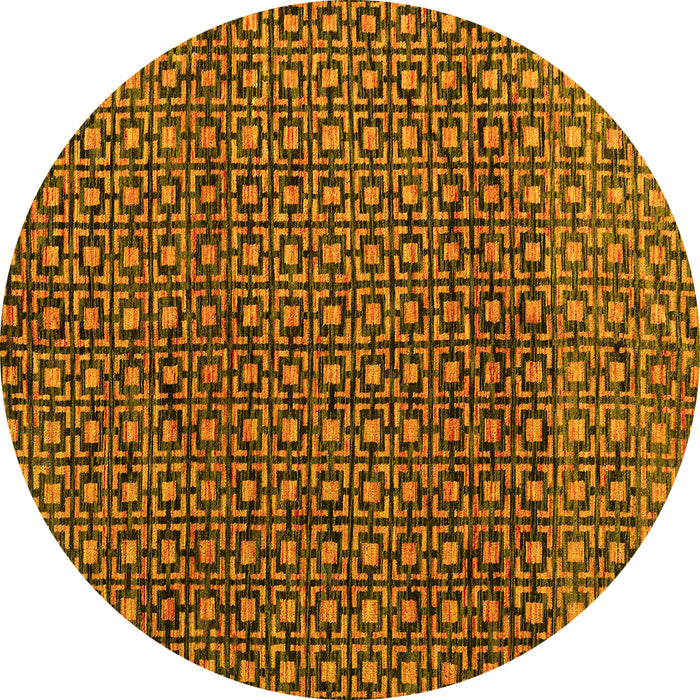 Round Abstract Yellow Modern Rug, abs5067yw