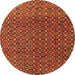 Round Machine Washable Abstract Orange Modern Area Rugs, wshabs5067org