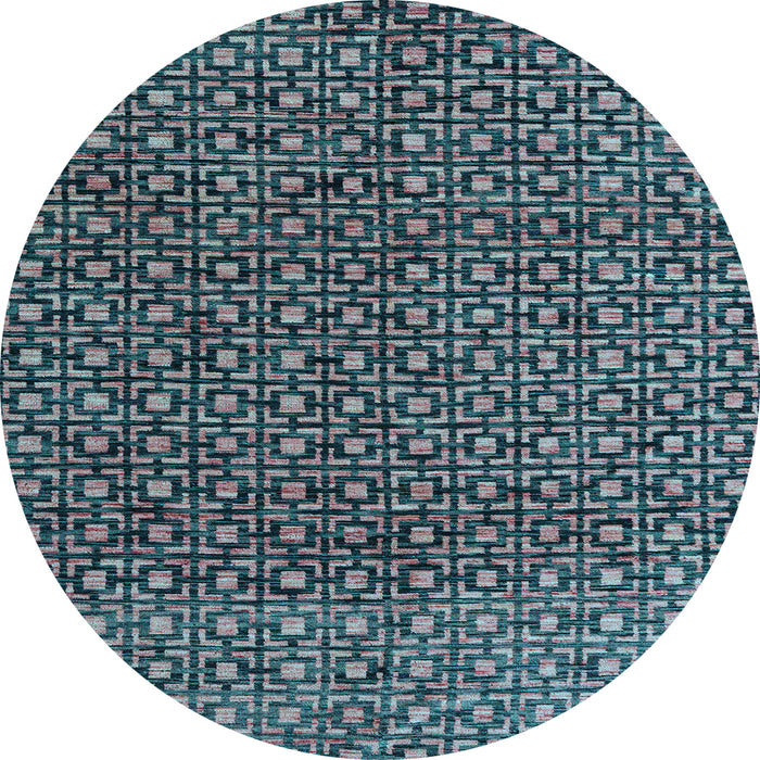 Round Abstract Light Blue Modern Rug, abs5067lblu