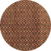 Round Machine Washable Abstract Brown Modern Rug, wshabs5067brn