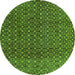 Round Machine Washable Abstract Green Modern Area Rugs, wshabs5067grn