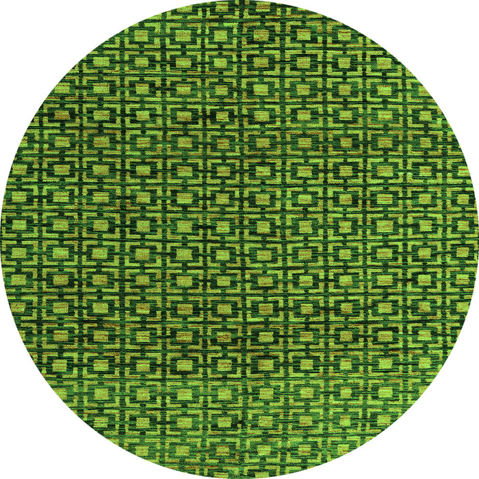 Round Abstract Green Modern Rug, abs5067grn