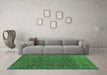 Machine Washable Abstract Emerald Green Modern Area Rugs in a Living Room,, wshabs5067emgrn