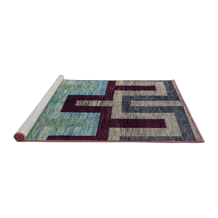 Sideview of Machine Washable Abstract Velvet Maroon Purple Rug, wshabs5068