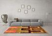 Machine Washable Abstract Orange Modern Area Rugs in a Living Room, wshabs5068org