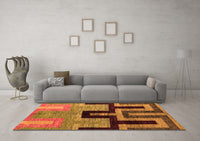 Machine Washable Abstract Orange Modern Rug, wshabs5068org