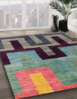 Machine Washable Abstract Velvet Maroon Purple Rug in a Family Room, wshabs5068