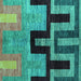 Square Abstract Turquoise Modern Rug, abs5068turq