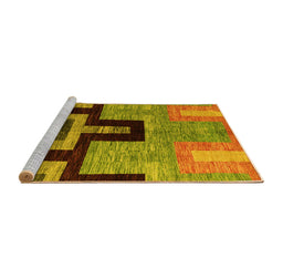 Sideview of Machine Washable Abstract Yellow Modern Rug, wshabs5068yw