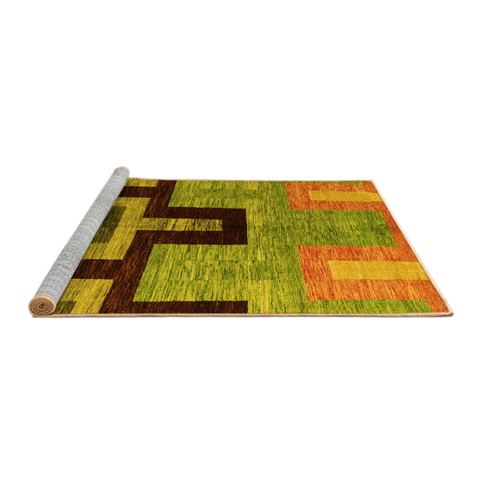 Sideview of Machine Washable Abstract Yellow Modern Rug, wshabs5068yw