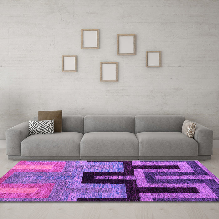Machine Washable Abstract Purple Modern Area Rugs in a Living Room, wshabs5068pur