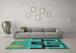 Machine Washable Abstract Turquoise Modern Area Rugs in a Living Room,, wshabs5068turq