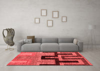 Machine Washable Abstract Red Modern Rug, wshabs5068red