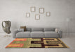 Machine Washable Abstract Brown Modern Rug in a Living Room,, wshabs5068brn