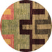 Round Machine Washable Abstract Brown Modern Rug, wshabs5068brn