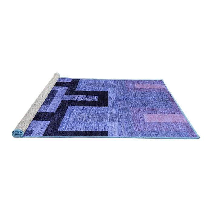 Sideview of Machine Washable Abstract Blue Modern Rug, wshabs5068blu