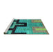 Sideview of Machine Washable Abstract Turquoise Modern Area Rugs, wshabs5068turq