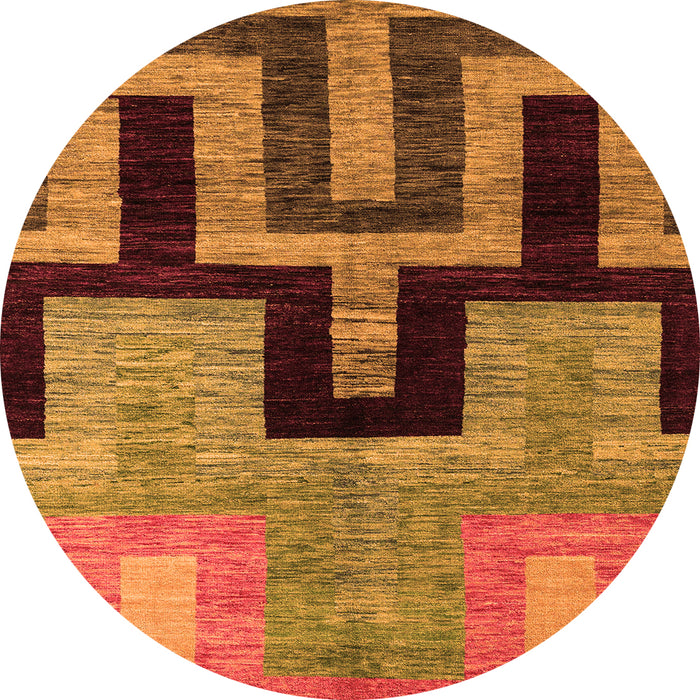 Round Abstract Orange Modern Rug, abs5068org