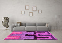 Machine Washable Abstract Pink Modern Rug, wshabs5068pnk