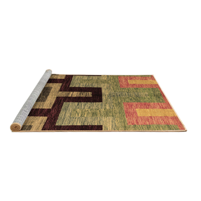 Sideview of Machine Washable Abstract Brown Modern Rug, wshabs5068brn