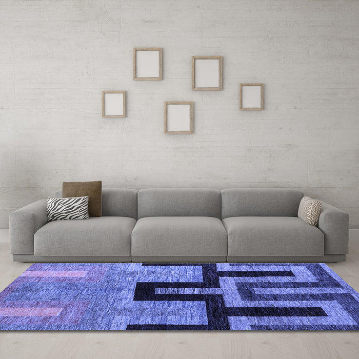 Machine Washable Abstract Blue Modern Rug in a Living Room, wshabs5068blu