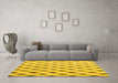 Machine Washable Solid Yellow Modern Rug in a Living Room, wshabs5069yw