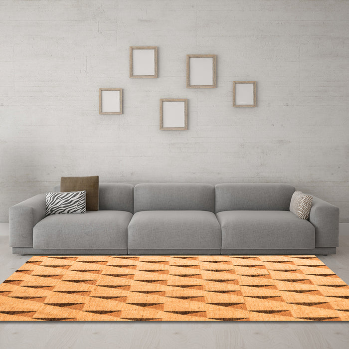 Machine Washable Solid Orange Modern Area Rugs in a Living Room, wshabs5069org