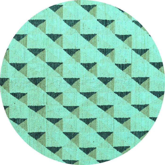 Round Machine Washable Solid Turquoise Modern Area Rugs, wshabs5069turq