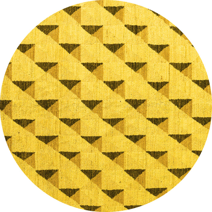 Round Solid Yellow Modern Rug, abs5069yw