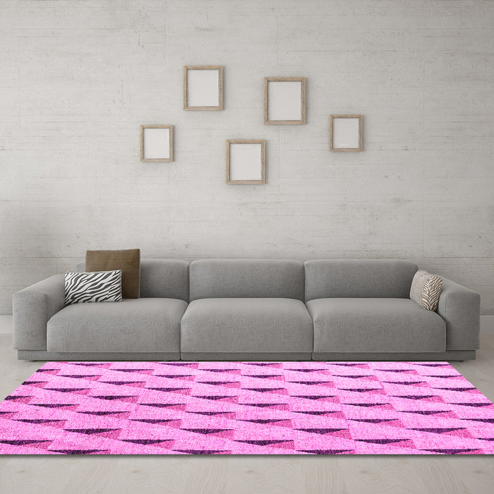 Machine Washable Solid Pink Modern Rug in a Living Room, wshabs5069pnk