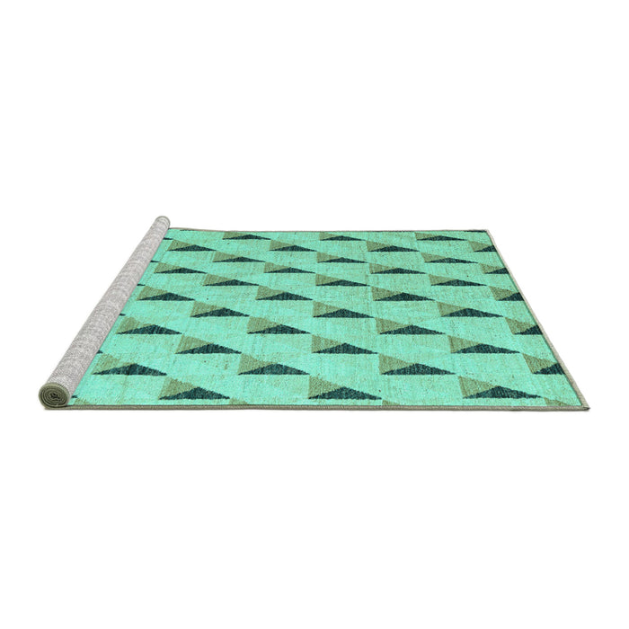 Sideview of Machine Washable Solid Turquoise Modern Area Rugs, wshabs5069turq