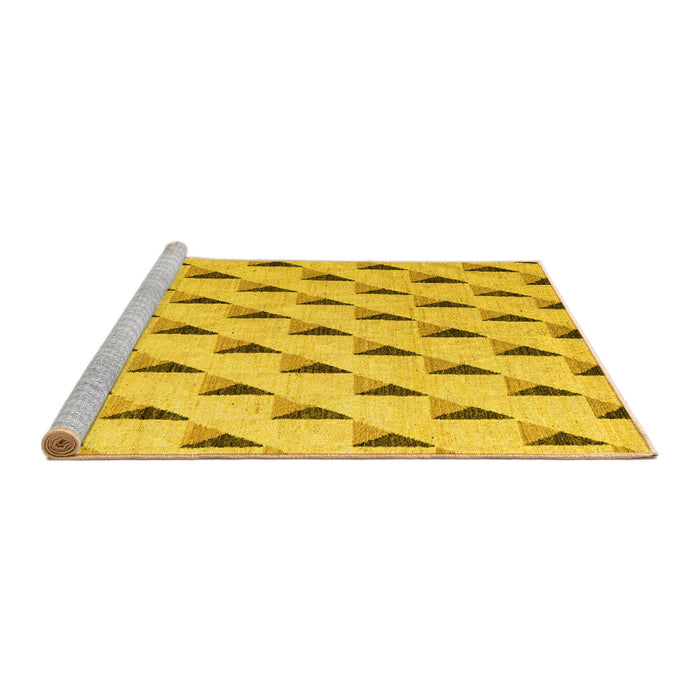Sideview of Machine Washable Solid Yellow Modern Rug, wshabs5069yw