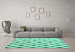 Machine Washable Solid Turquoise Modern Area Rugs in a Living Room,, wshabs5069turq