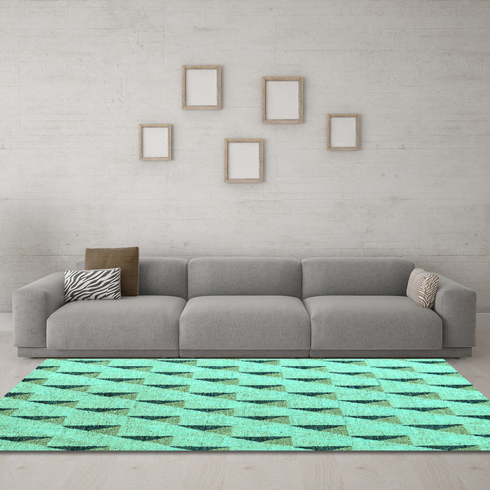 Machine Washable Solid Turquoise Modern Area Rugs in a Living Room,, wshabs5069turq