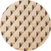 Round Abstract Pastel Orange Solid Rug, abs5069